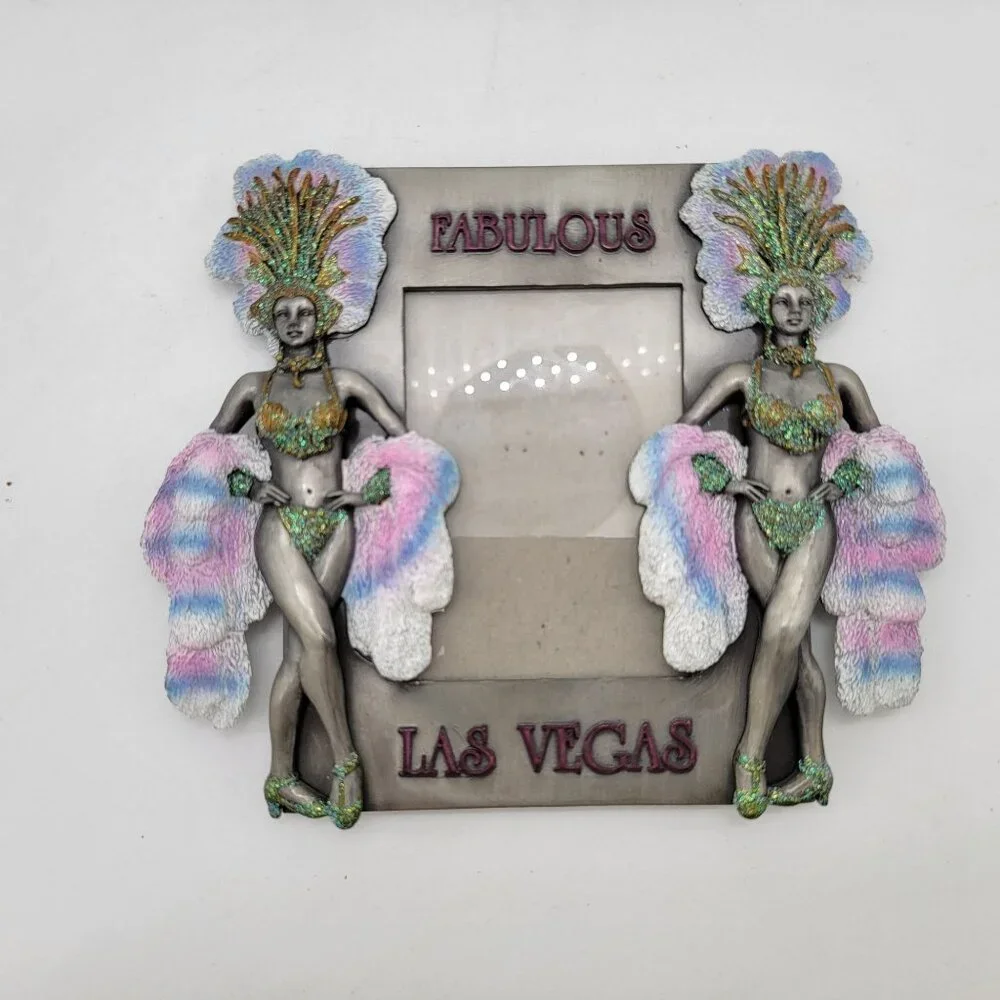 Vintage Fabulous Las Vegas Showgirl Pewter Picture Frame